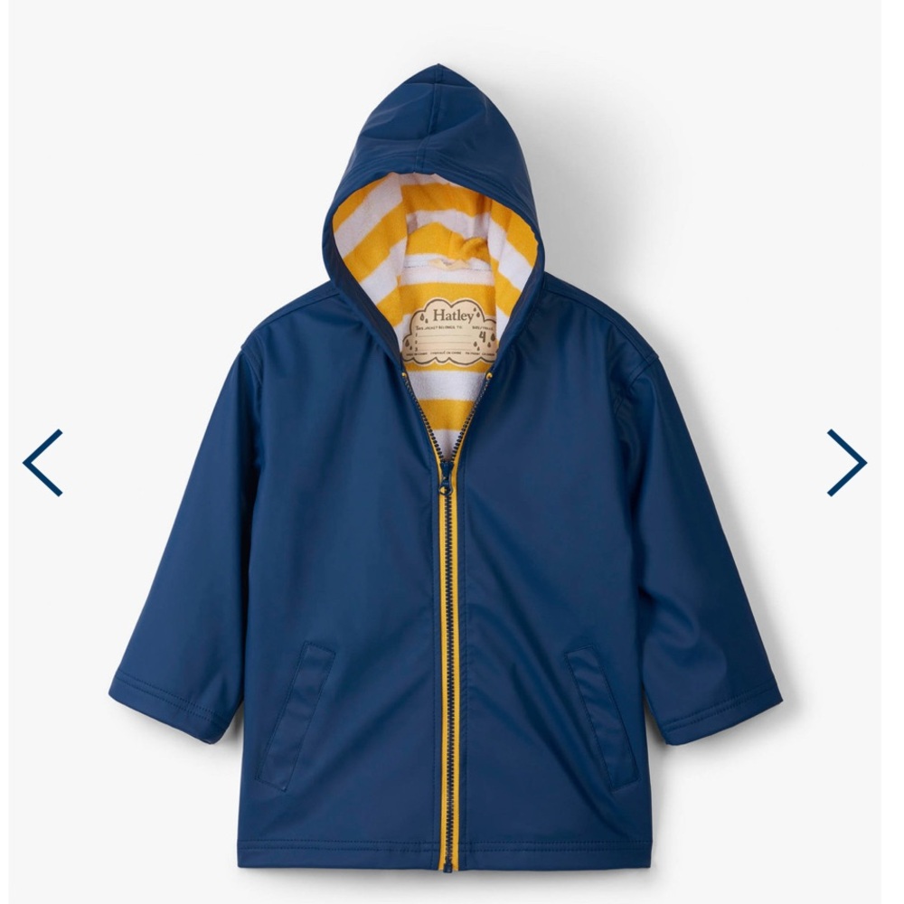 Hatley Blue Raincoat with Yellow Stripes